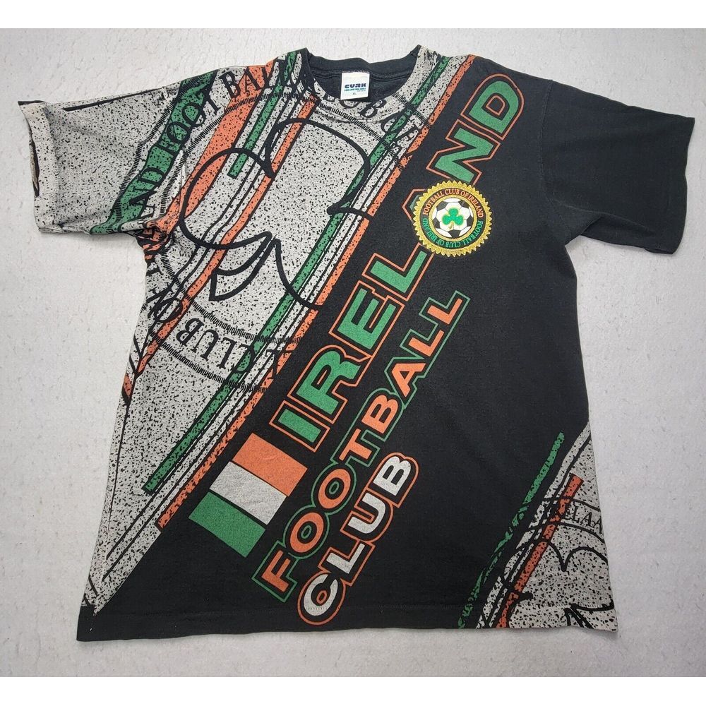 VTG‎ Ireland Football Club T Shirt Mens L USA Made Single Stitch All Over Print